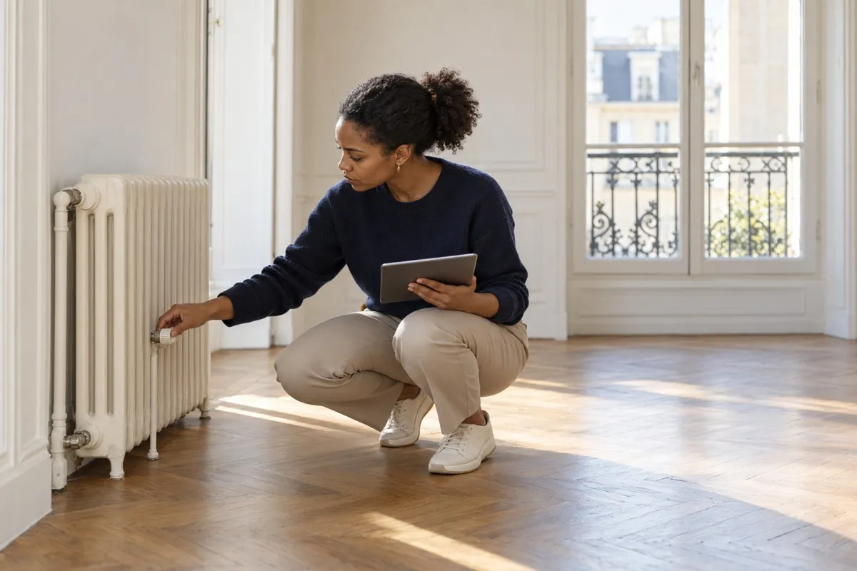 Illustration : une gestionnaire inspecte un appartement
